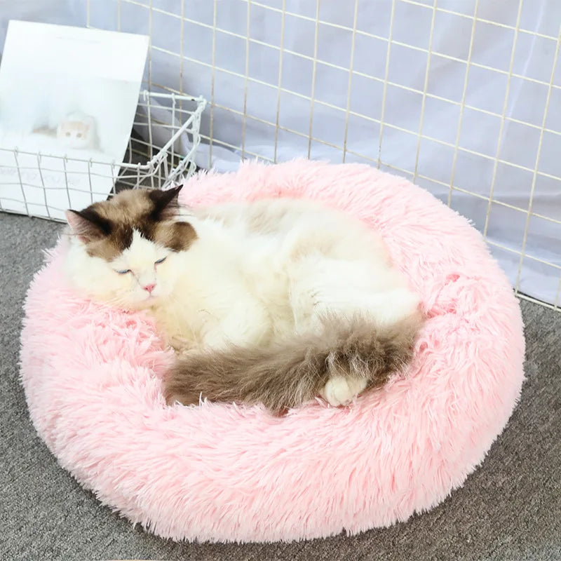 Cozy Donut Pet Bed – Ultra-Soft Plush Washable Bed for Cats & Dogs
