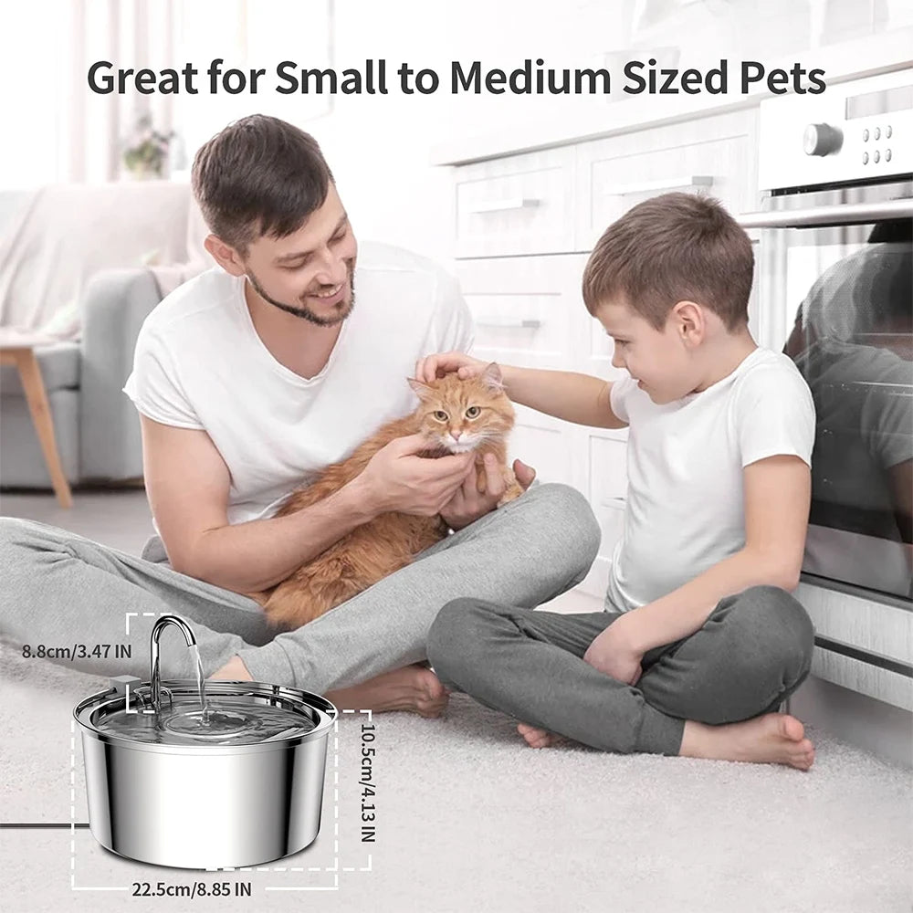 Automatic Pet Water Fountain – Stainless Steel USB Drinking Fountain for Cats & Dogs