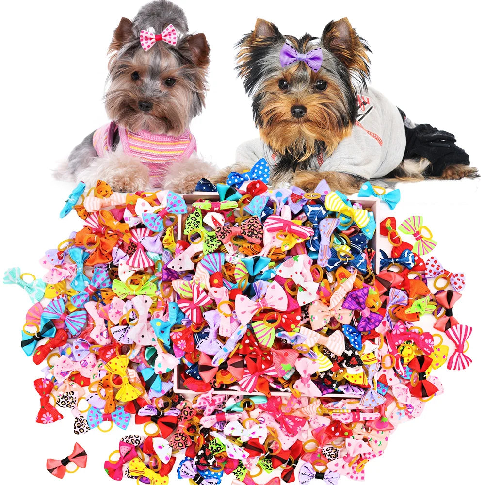Cute Pet Hair Bows – 10/30-Piece Set with Elastic Bands for Dogs & Cats