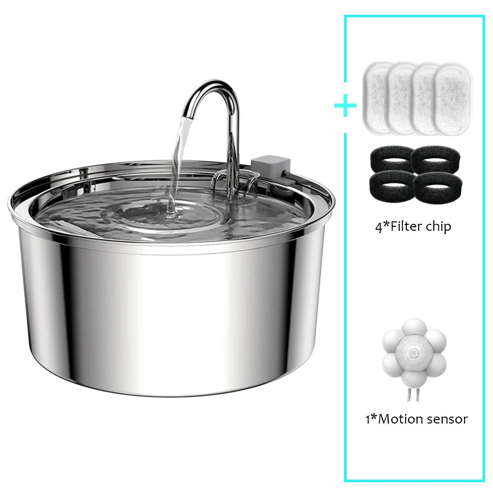 Automatic Pet Water Fountain – Stainless Steel USB Drinking Fountain for Cats & Dogs