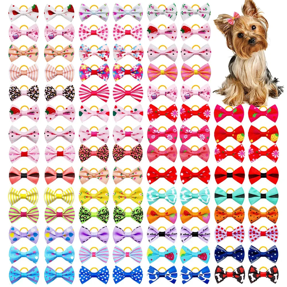 Cute Pet Hair Bows – 10/30-Piece Set with Elastic Bands for Dogs & Cats