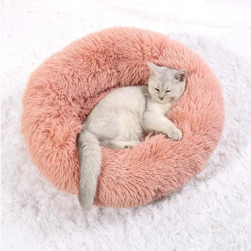 Cozy Donut Pet Bed – Ultra-Soft Plush Washable Bed for Cats & Dogs