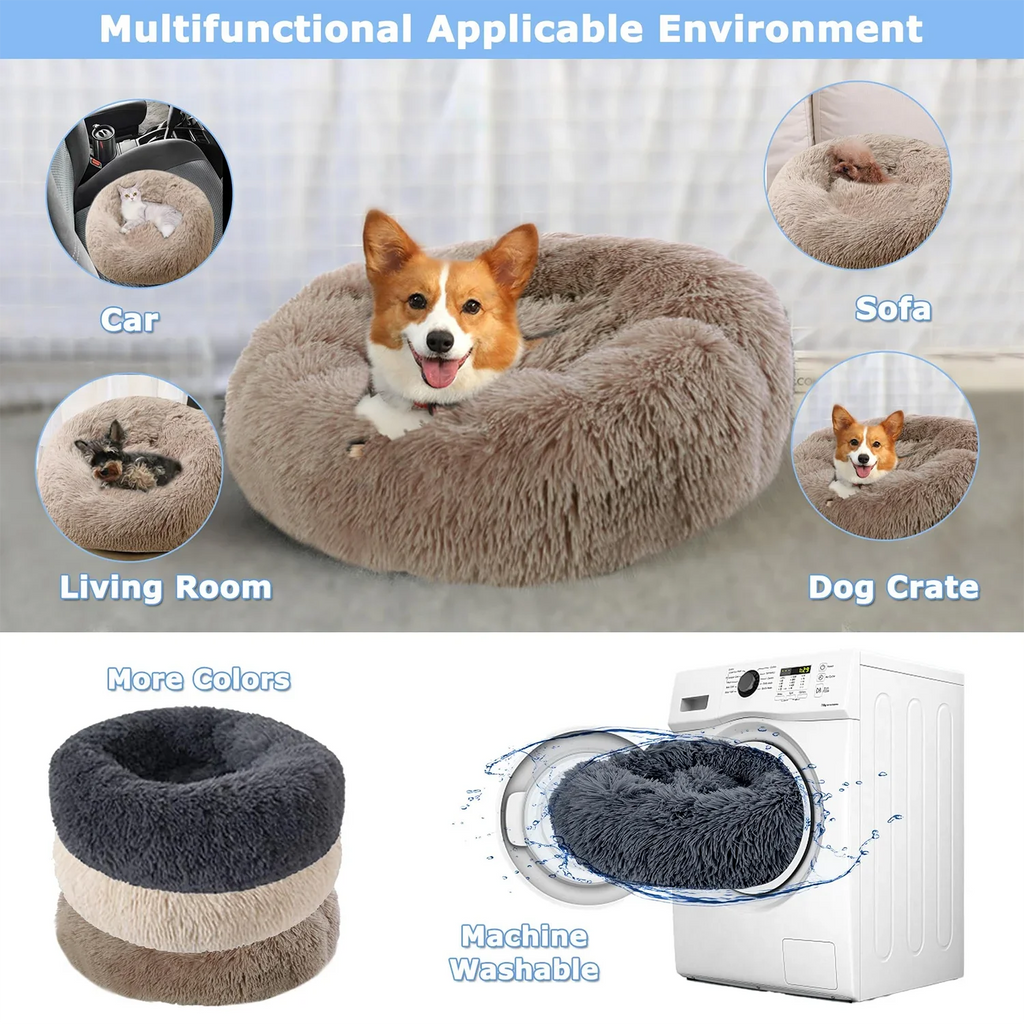 Cozy Donut Pet Bed – Ultra-Soft Plush Washable Bed for Cats & Dogs