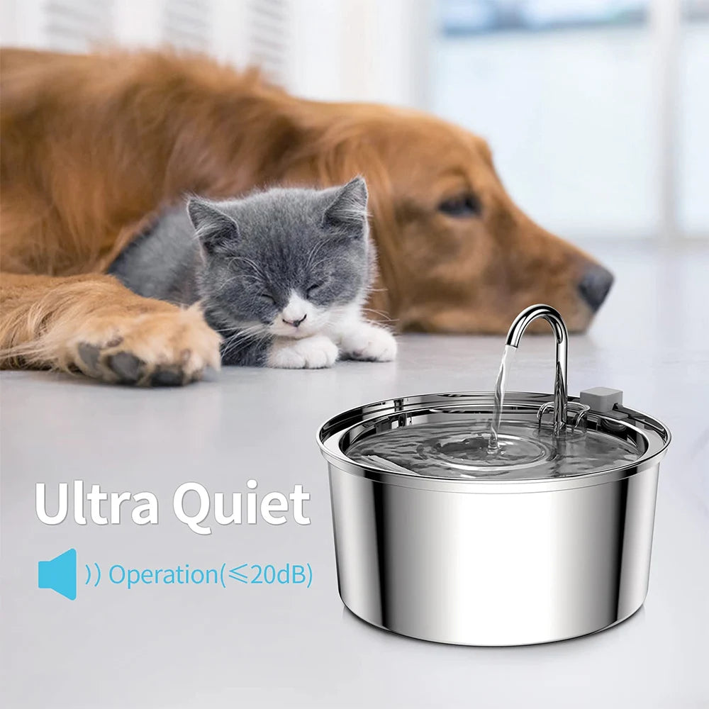 Automatic Pet Water Fountain – Stainless Steel USB Drinking Fountain for Cats & Dogs
