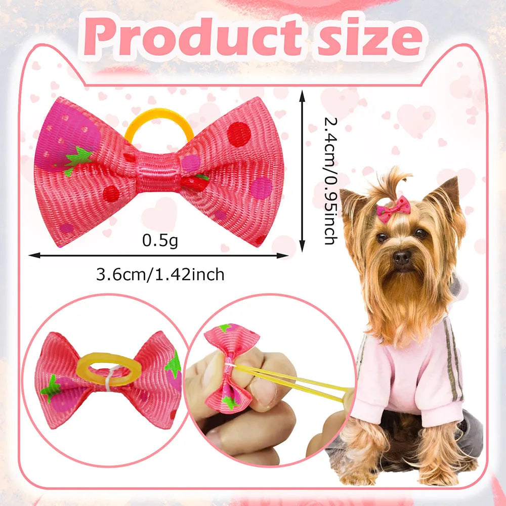 Cute Pet Hair Bows – 10/30-Piece Set with Elastic Bands for Dogs & Cats