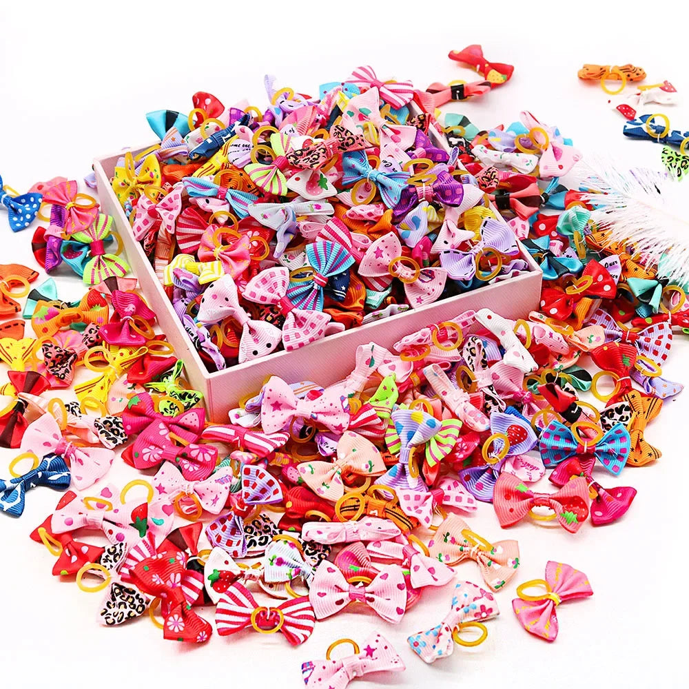 Cute Pet Hair Bows – 10/30-Piece Set with Elastic Bands for Dogs & Cats