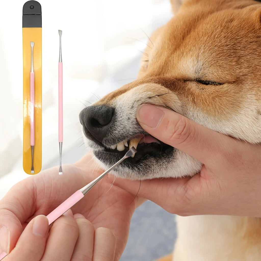 2-in-1 Dog & Cat Tartar Remover – Stainless Steel Dental Scraper
