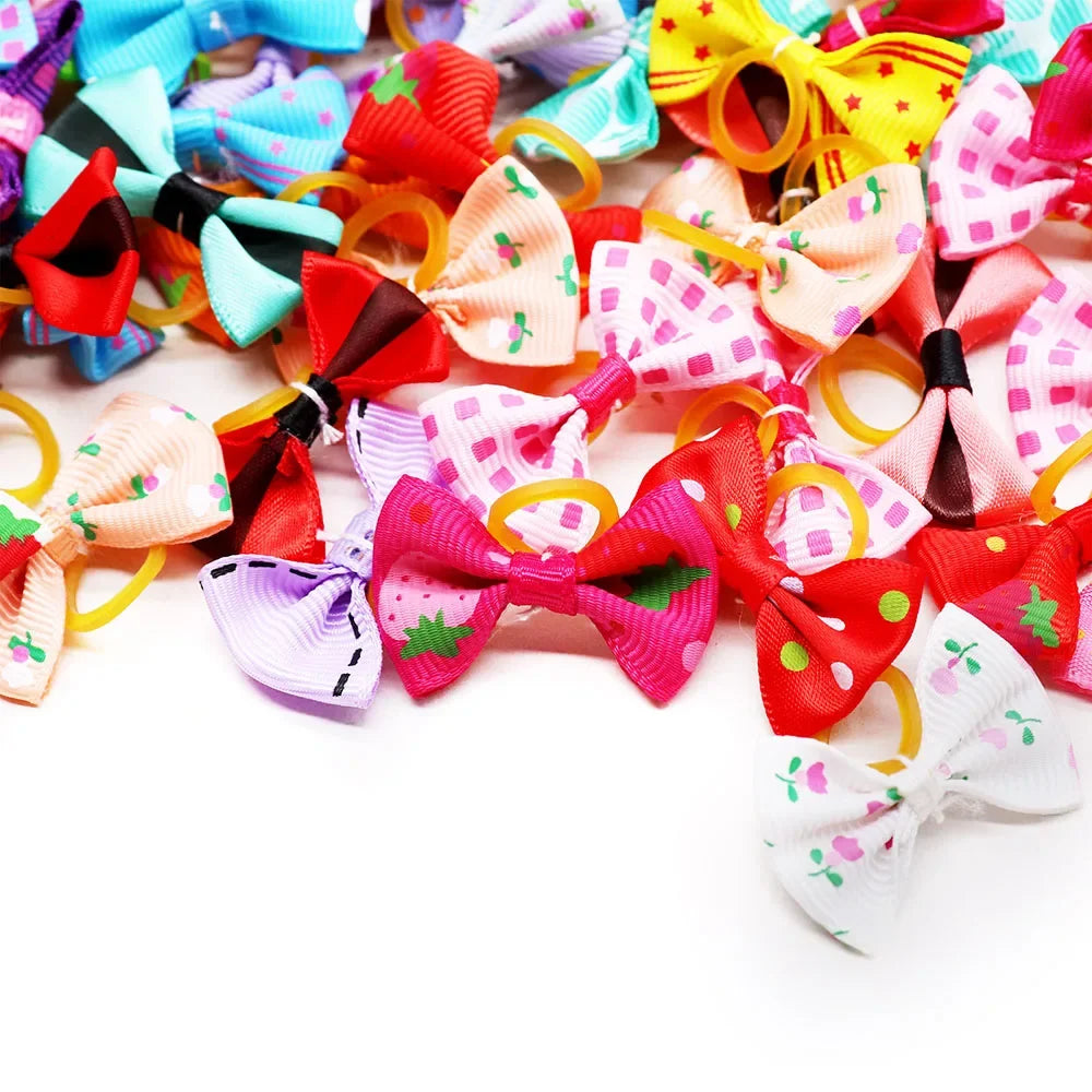 Cute Pet Hair Bows – 10/30-Piece Set with Elastic Bands for Dogs & Cats