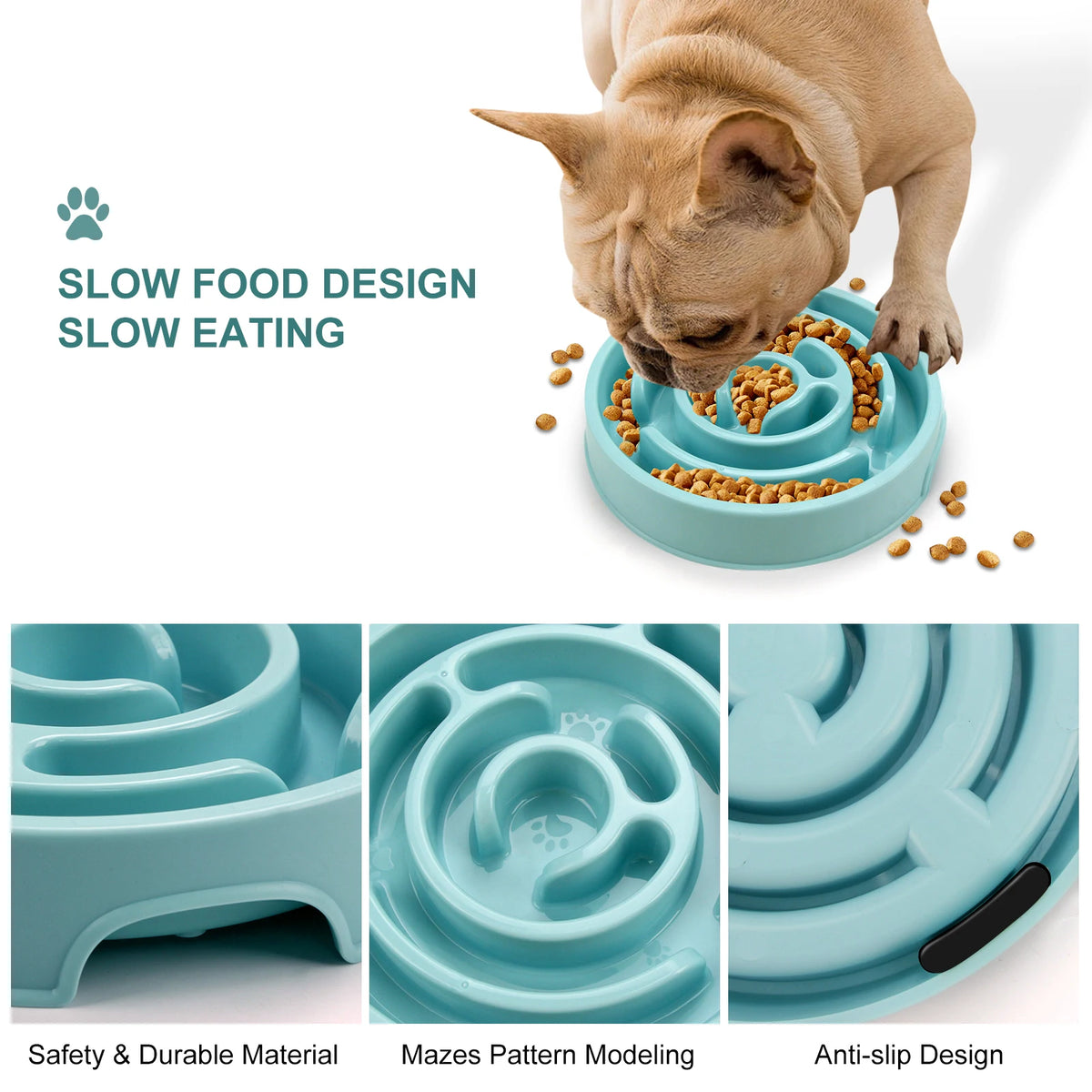 Slow Feeder Dog Bowl – Non-Slip Anti-Gulping Pet Food Bowl