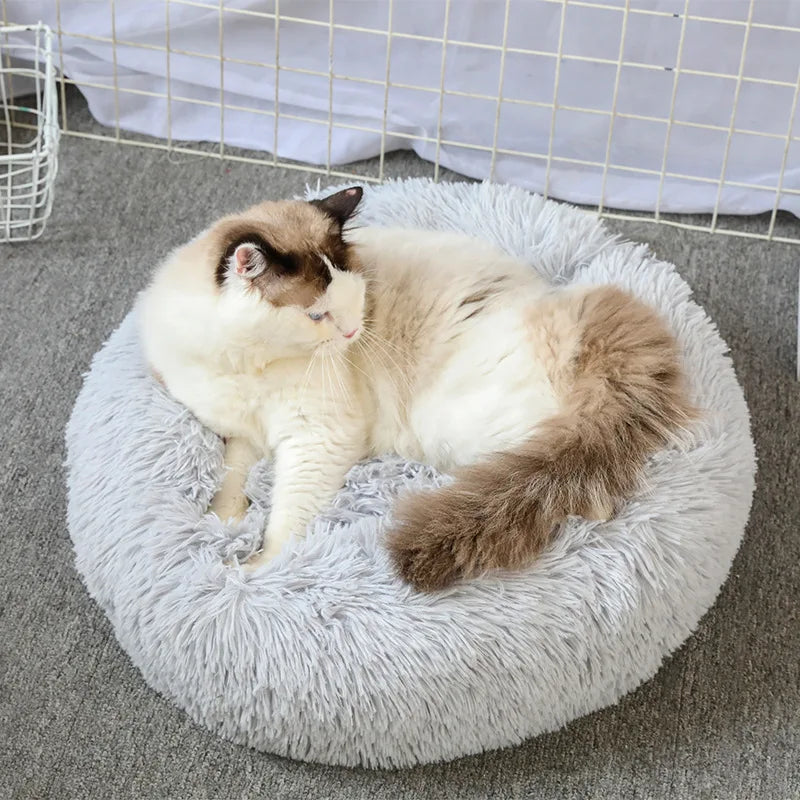 Cozy Donut Pet Bed – Ultra-Soft Plush Washable Bed for Cats & Dogs